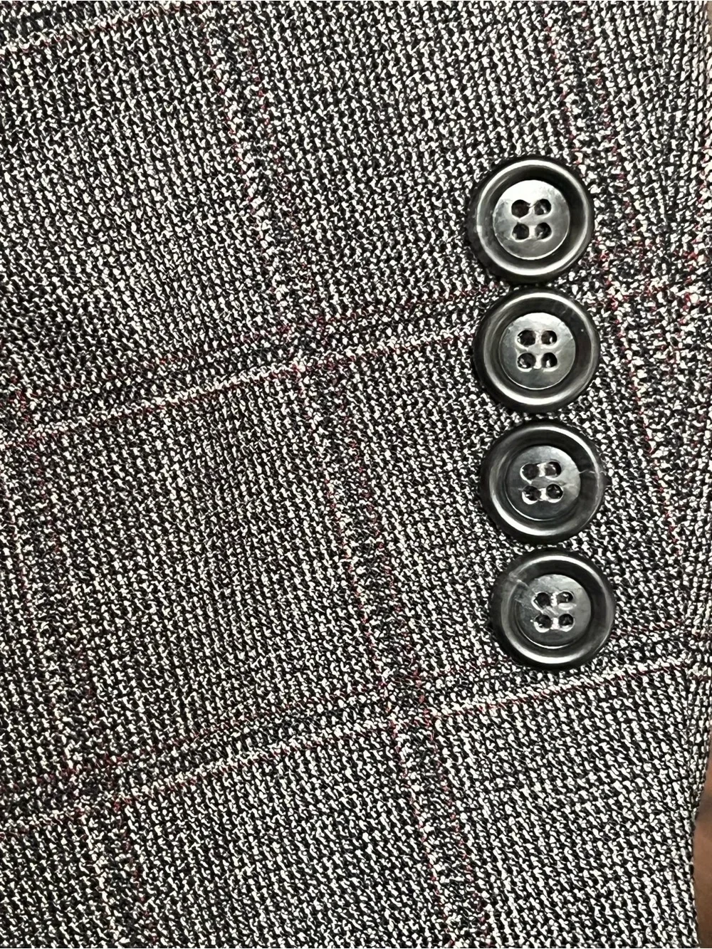 Jos A  Bank Window Pane Sport Coat Blazer Jacket 100% Wool Gray Men 44XL